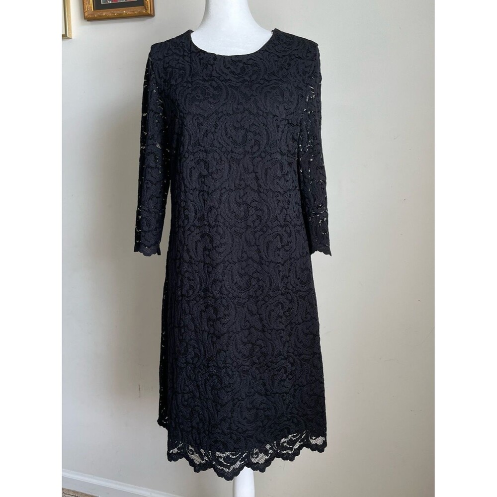 Garnet Hill LBD Scoop Neck Lace Knee Length Dress 10 Career Preppy Modest
